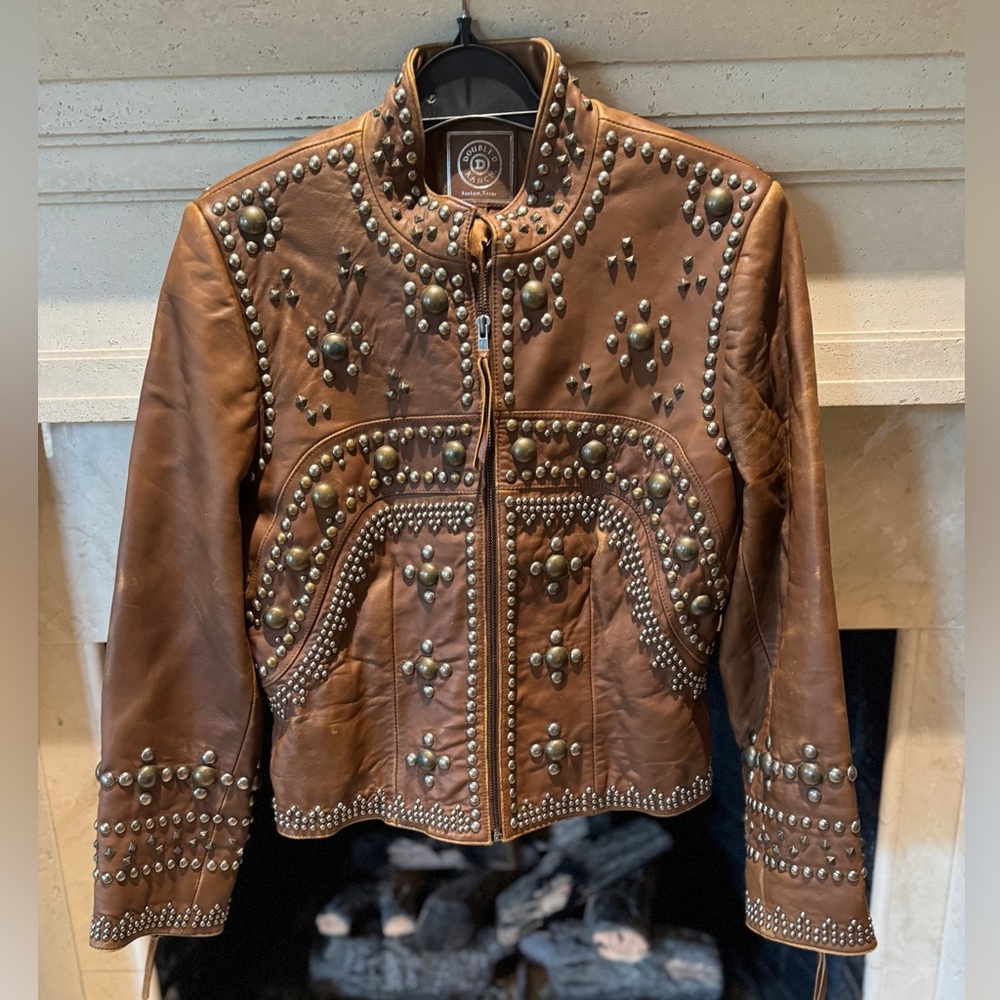 Double D Leather Jacket with Studs